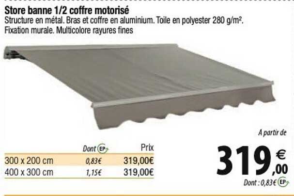store banne 1/2 coffre motorisé