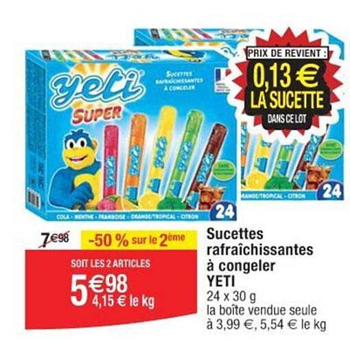 sucettes rafraîchissantes à congeler yeti