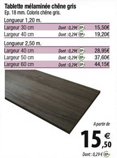 Tablette Mélaminée Chêne Gris