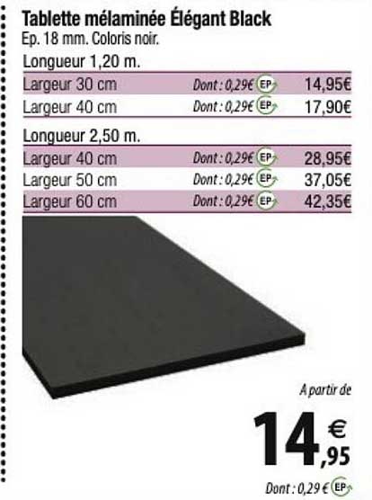 tablette mélaminée élégant black
