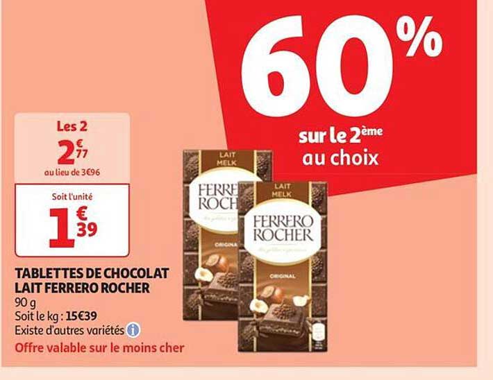 Tablettes De Chocolat Lait Ferrero Rocher