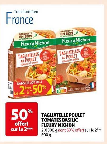 tagliatelle poulet tomates basilic fleury michon