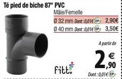 té pied de biche 87° pvc fitt