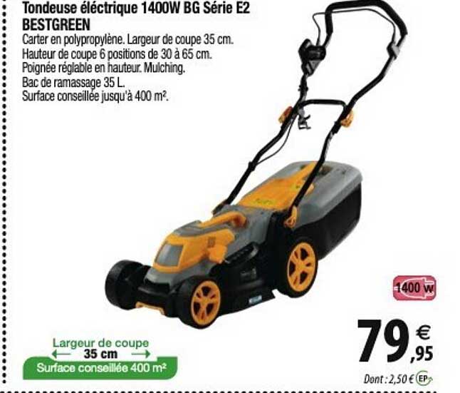 tondeuse électrique 1400w bg série e2 bestgreen
