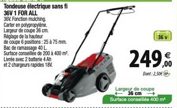 tondeuse électrique sans fill 36v 1 for all