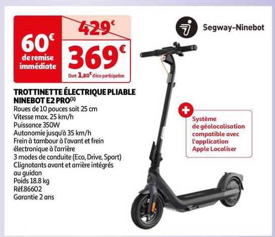 trottinette électrique pliable ninebot e2 pro segway-ninebot