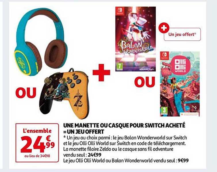 une manette ou casque pour switch acheté = un jeu offert