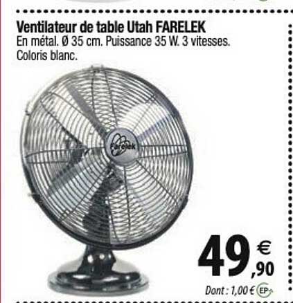 ventilateur de table utah farelek