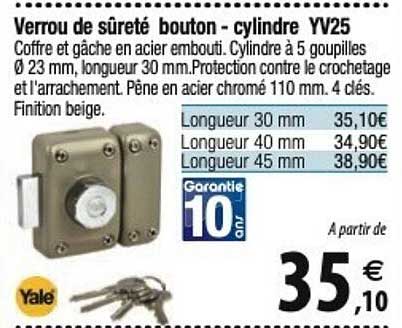 verrou de sûreté bouton - cylindre yv25