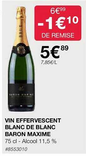 vin effervescent blanc de blanc baron maxime