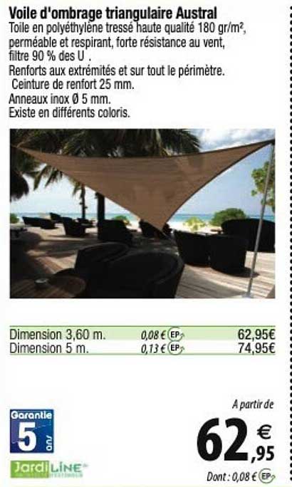 voile d'ombrage triangulaire austral jardiline