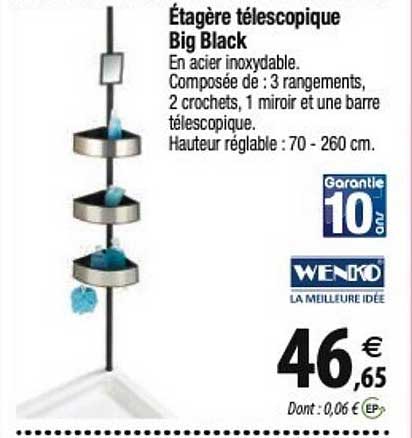 wenko étagère télescopique big blakc