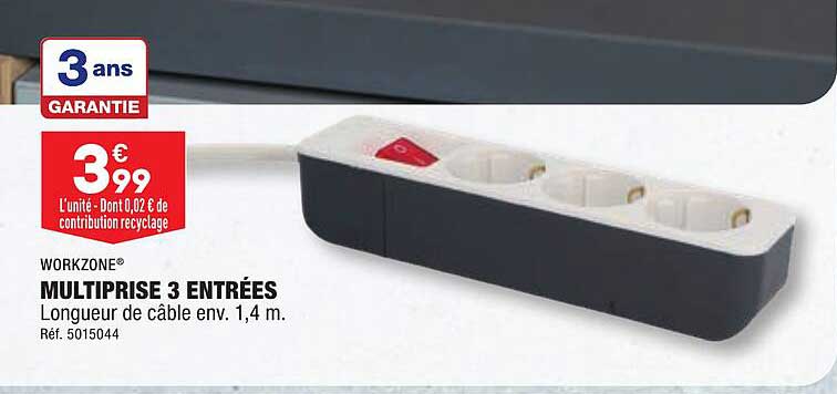 workzone multiprise 3 entrées