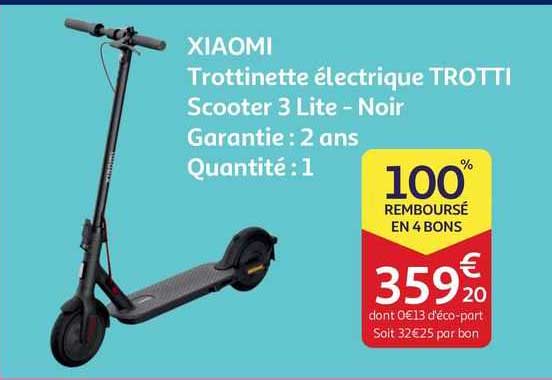 xiaomi trottinette électrique trotti scooter 3 lite - noir