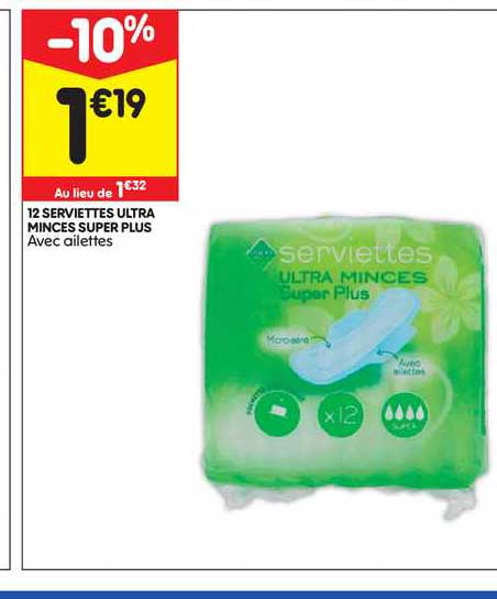 12 Serviettes Ultra Minces Super Plus
