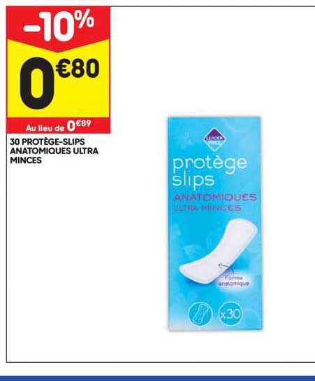 30 protège-slips anatomiques ultra minces