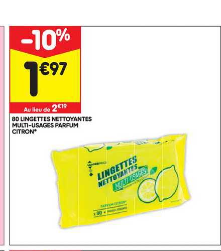 80 lingettes nettoyantes multi-usages parfum citron