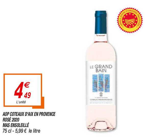 aop coteaux d'aix en provence rosé 2020 mas ensoleillé