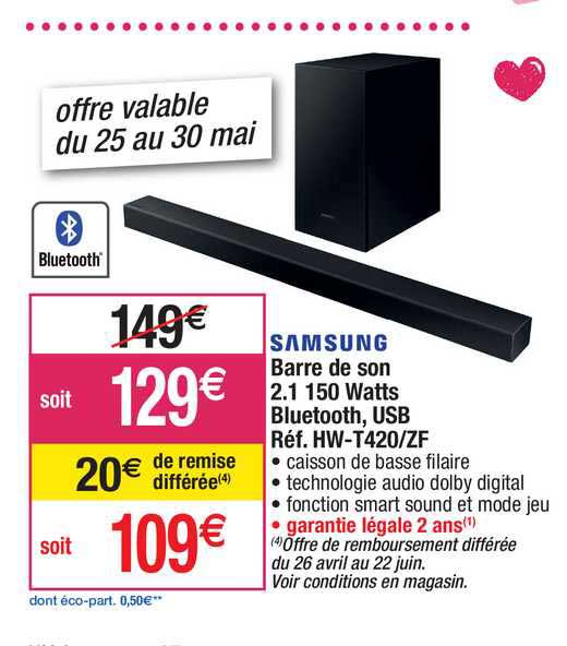 barre de son 2.1 150 watts bluetooth, usb samsung