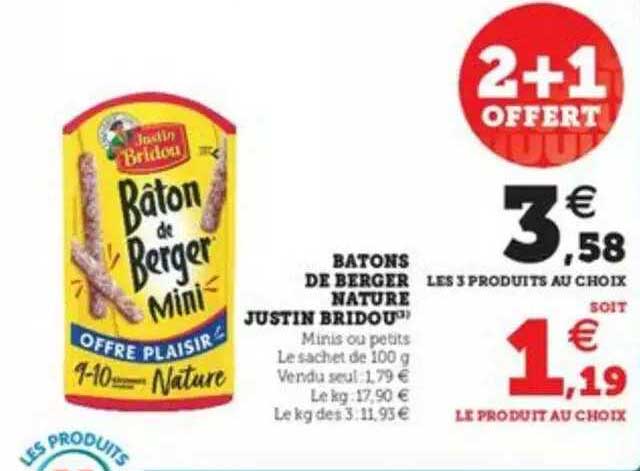 bâtons de berger nature justin bridou