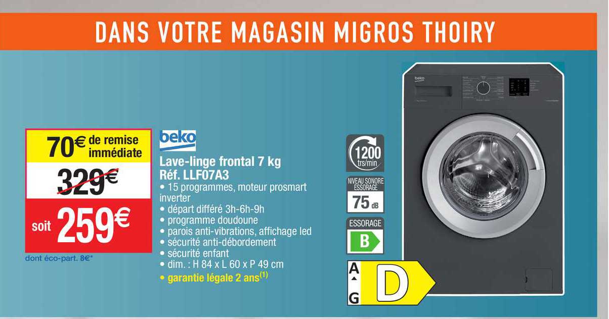 beko lave-linge frontal 7 kg