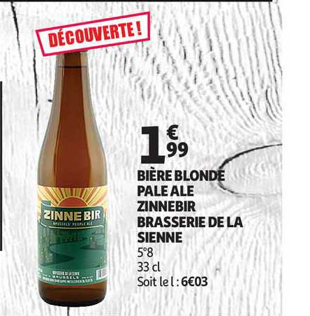 bière blonde pale ale zinnebir brasserie de la sienne
