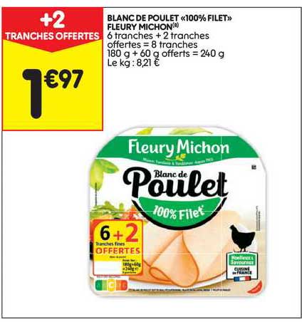 blanc de poulet «100% filet» fleury michon
