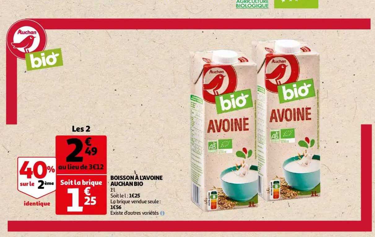 boisson à l'avoine auchan bio
