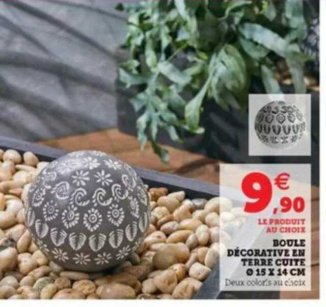 boule décorative en terre cuite 15 x 14 cm