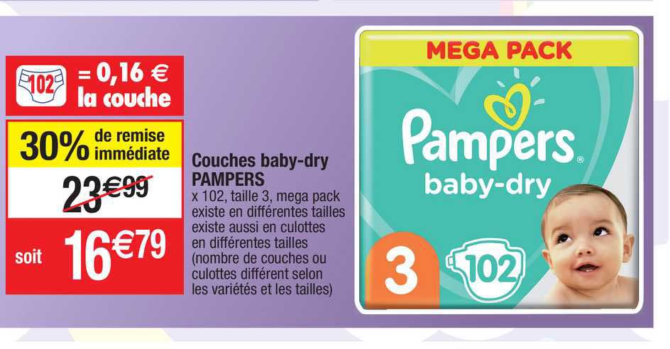 Couches Baby-dry Pampers