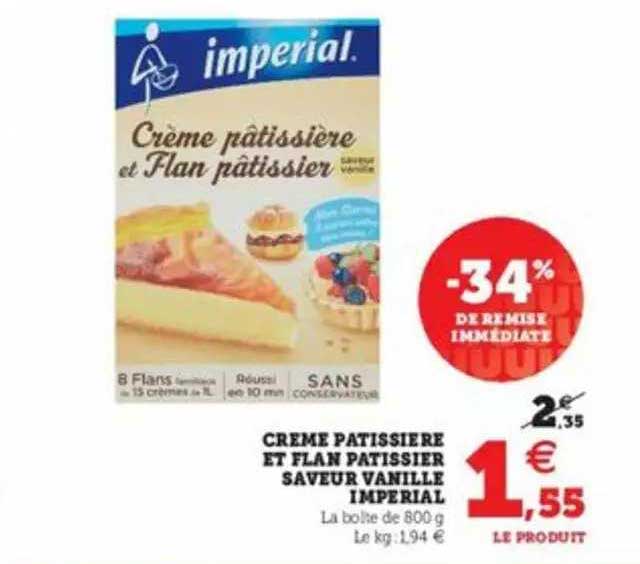 crème pâtissière et flan pâtissier saveur vanille impérial
