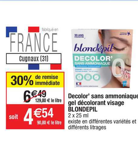 decolor' sans ammoniaque gel decolorant visage blondepil