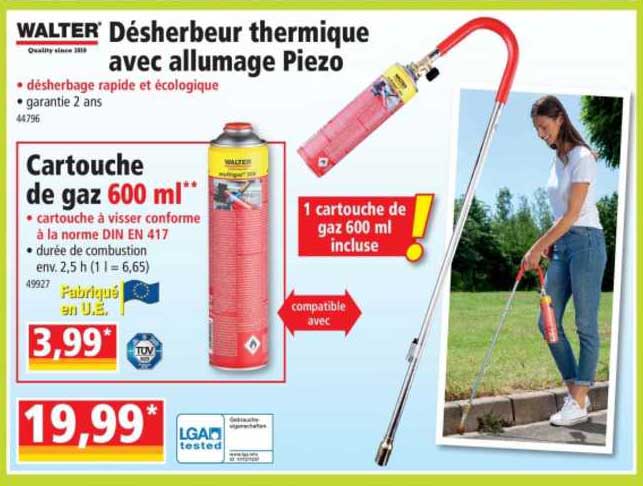 désherbeur thermique avec allumage piezo walter