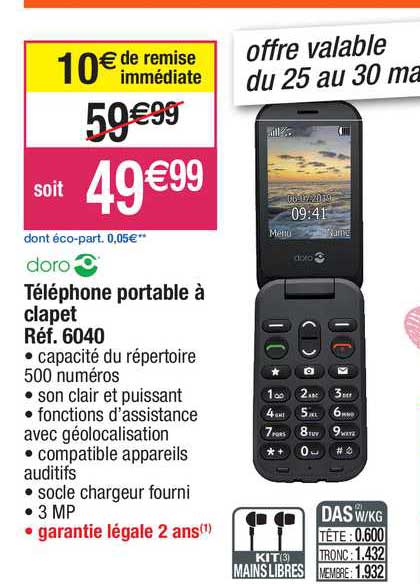 doro telephone portable a clapet