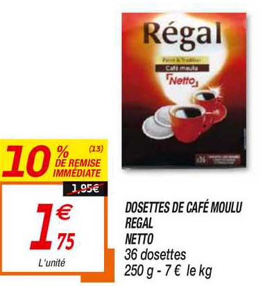 Dosettes De Café Moulu Regal Netto