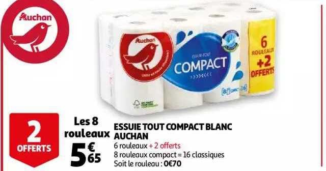 essuie tout compact blanc auchan