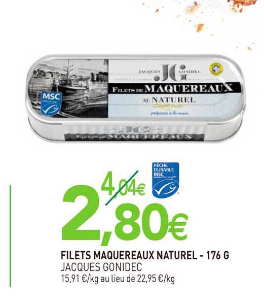 Filets Maquereaux Naturel Jacques Gonidec - 176 G