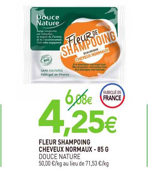fleur shampoing cheveux normaux douce nature - 85 g