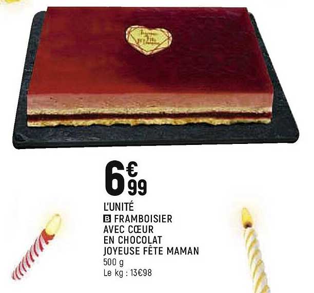 framboisier avec cœur en chocolat joyeuse fête maman