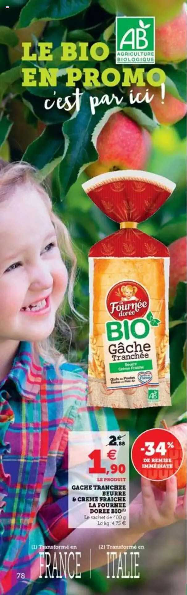 gâche tranchée beurré & crème fraîche la fournée dorée bio