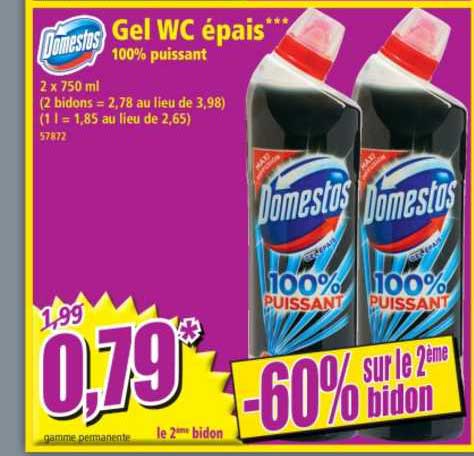 Gel Wc épais 100% Puissant Domestos