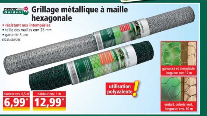 grillage métallique à maille hexagonale powertec garden