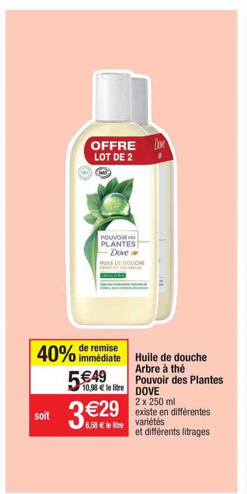 huile de douche arbre a the pouvoir des plantes dove