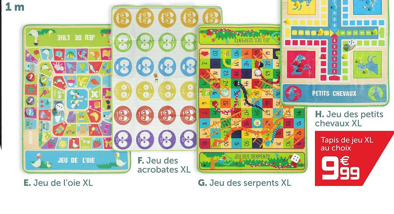 jeu de l'oie xl, jeu des acrobates xl, jeu des serpents xl, jeu des petits chevaux xl