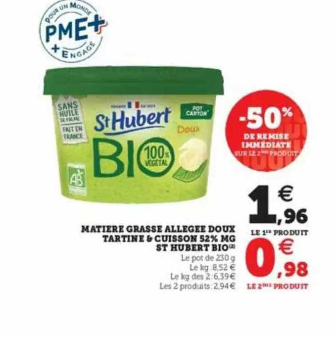 matière grasse allégée doux tartine & cuisson 52% mg st hubert bio
