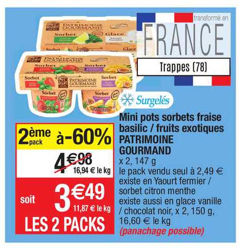 mini pots sorbets fraise basilic - fruits exotiques patrimoine gourmand