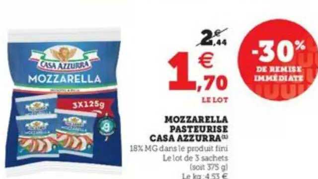 mozzarella pasteurisé casa azzurra