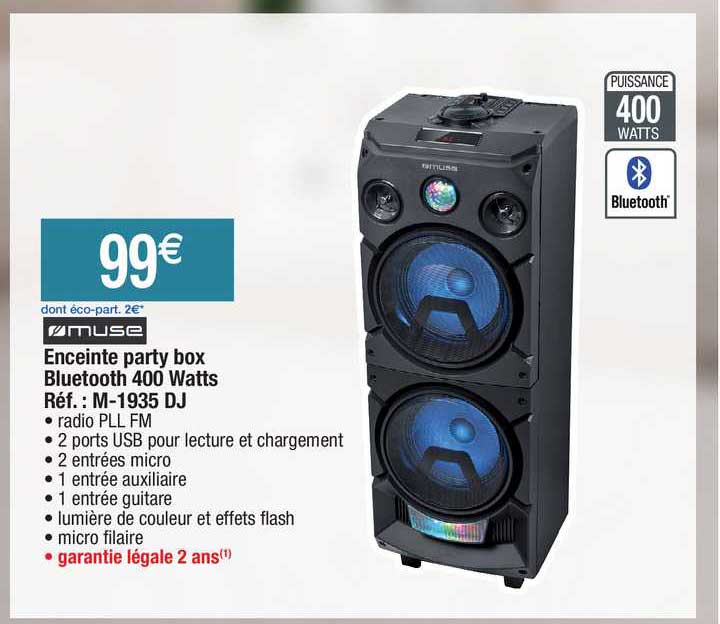 Muse Enceinte Party Box Bluetooth 400 Watts