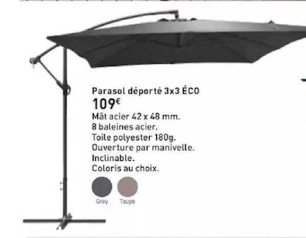 parasol déporté 3x3 éco