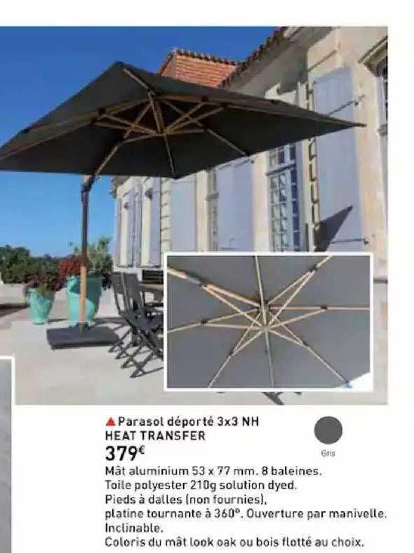parasol déporté 3x3 nh heat transfer